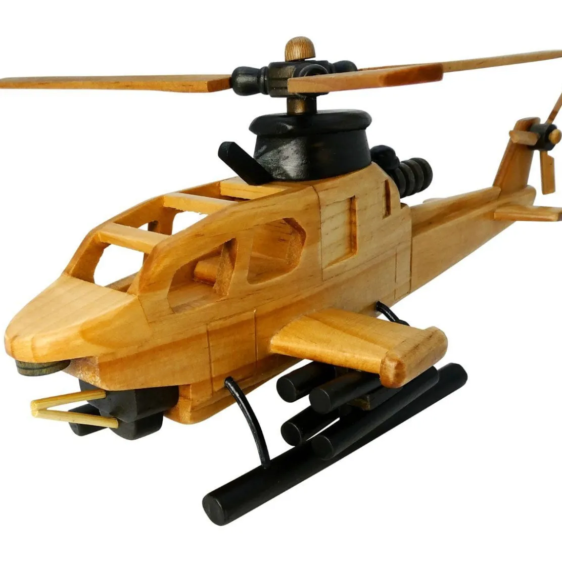 Pilot Toys Wooden Apache Helicopter: Handcrafted, Eco-Friendly