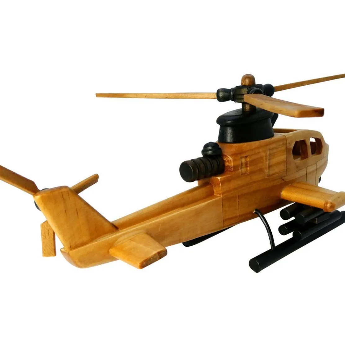 Pilot Toys Wooden Apache Helicopter: Handcrafted, Eco-Friendly