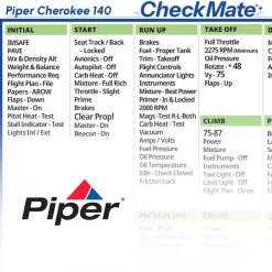 Piper Cherokee 140 Checkmate+ Standard Size Comprehensive Pilot Checklist (Modernized and Updated)
