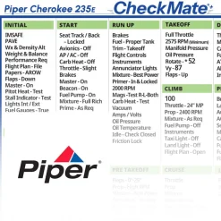 Piper Cherokee 235e Checkmate+ Standard Size Comprehensive Pilot Checklist (Modernized and Updated)