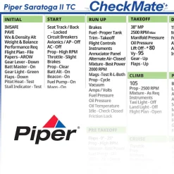 Piper Saratoga II TC Checkmate+ Standard Size Comprehensive Pilot Checklist (Modernized and Updated)