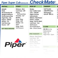 Piper Super Cub 2000 Checkmate+ Standard Size Comprehensive Pilot Checklist (Modernized and Updated)