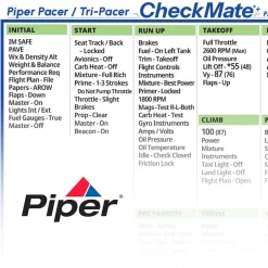 Piper Tri-Pacer 125-135 Checkmate+ Standard Size Comprehensive Pilot Checklist (Modernized and Updated)
