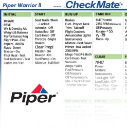 Piper Warrior II Checkmate+ Standard Size Comprehensive Pilot Checklist (Modernized and Updated)