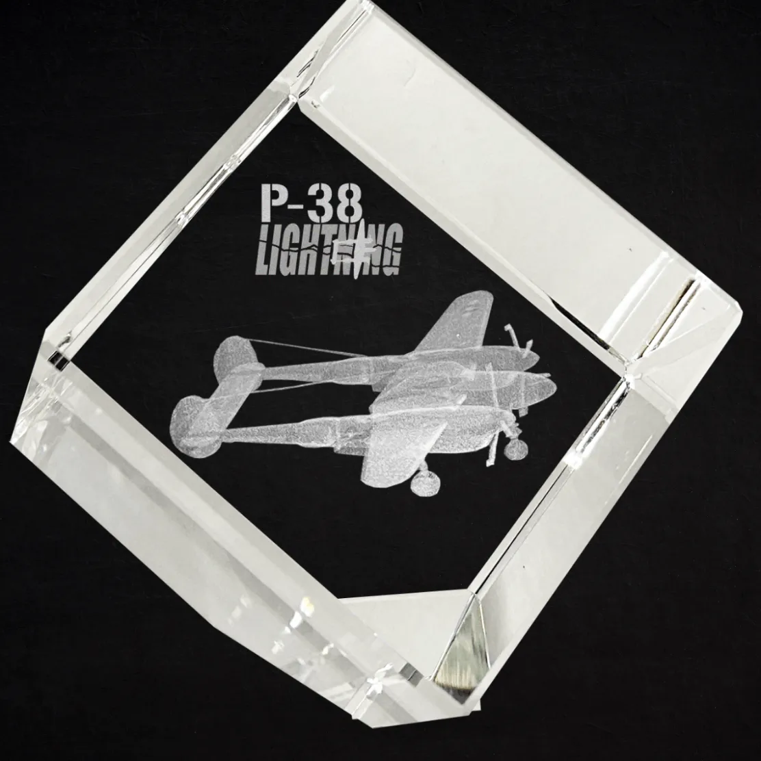 P-38 Lightning 3D Diamond Cube by Etched Memory