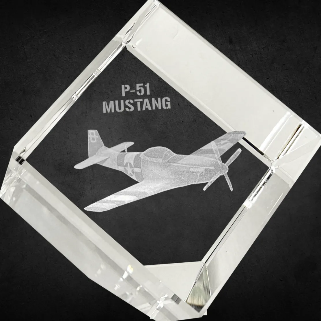 P-51 Mustang 3D Diamond Cube by Etched Memory