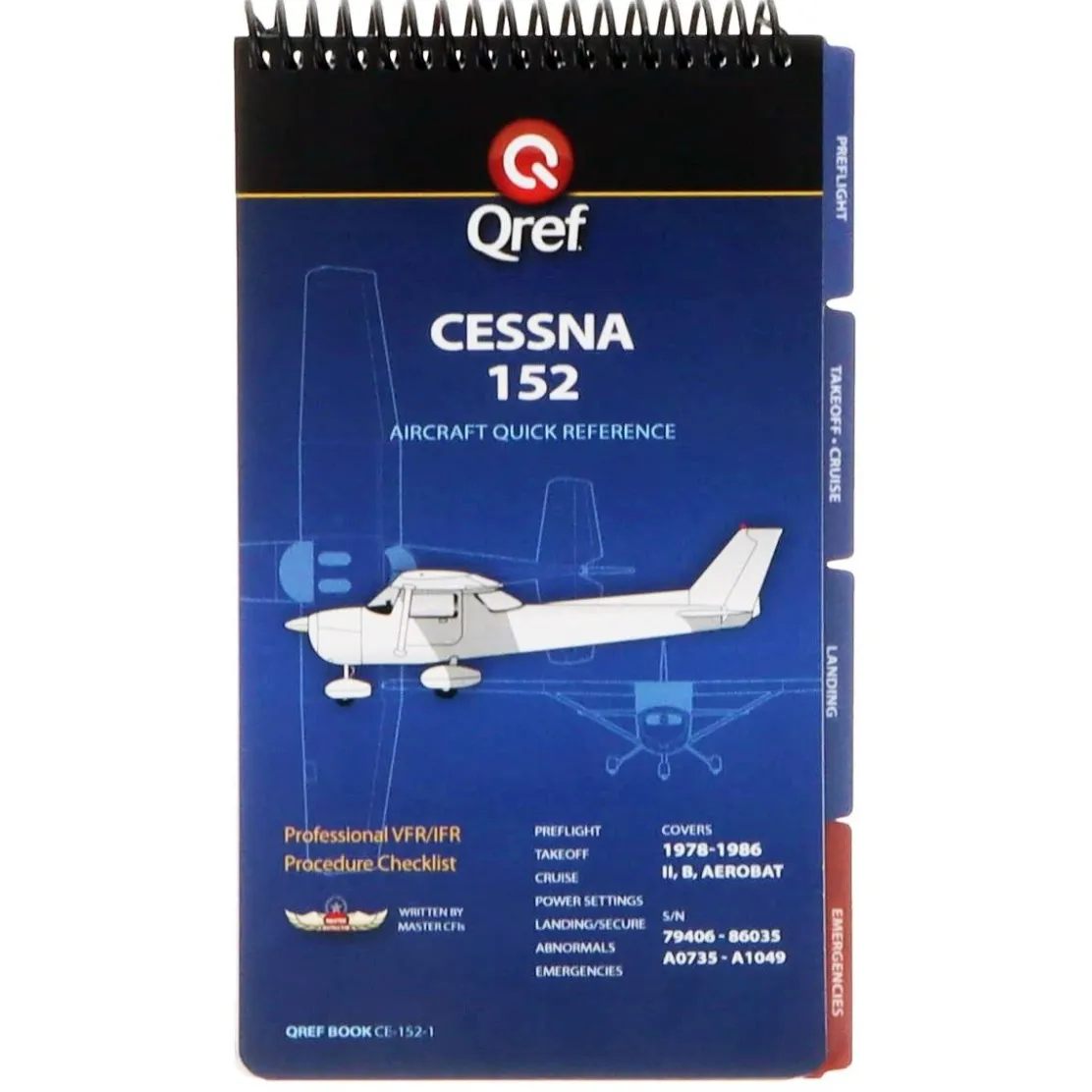 Qref Cessna 152 (1978-86) Pilot Aircraft Procedures Checklist Flip Book