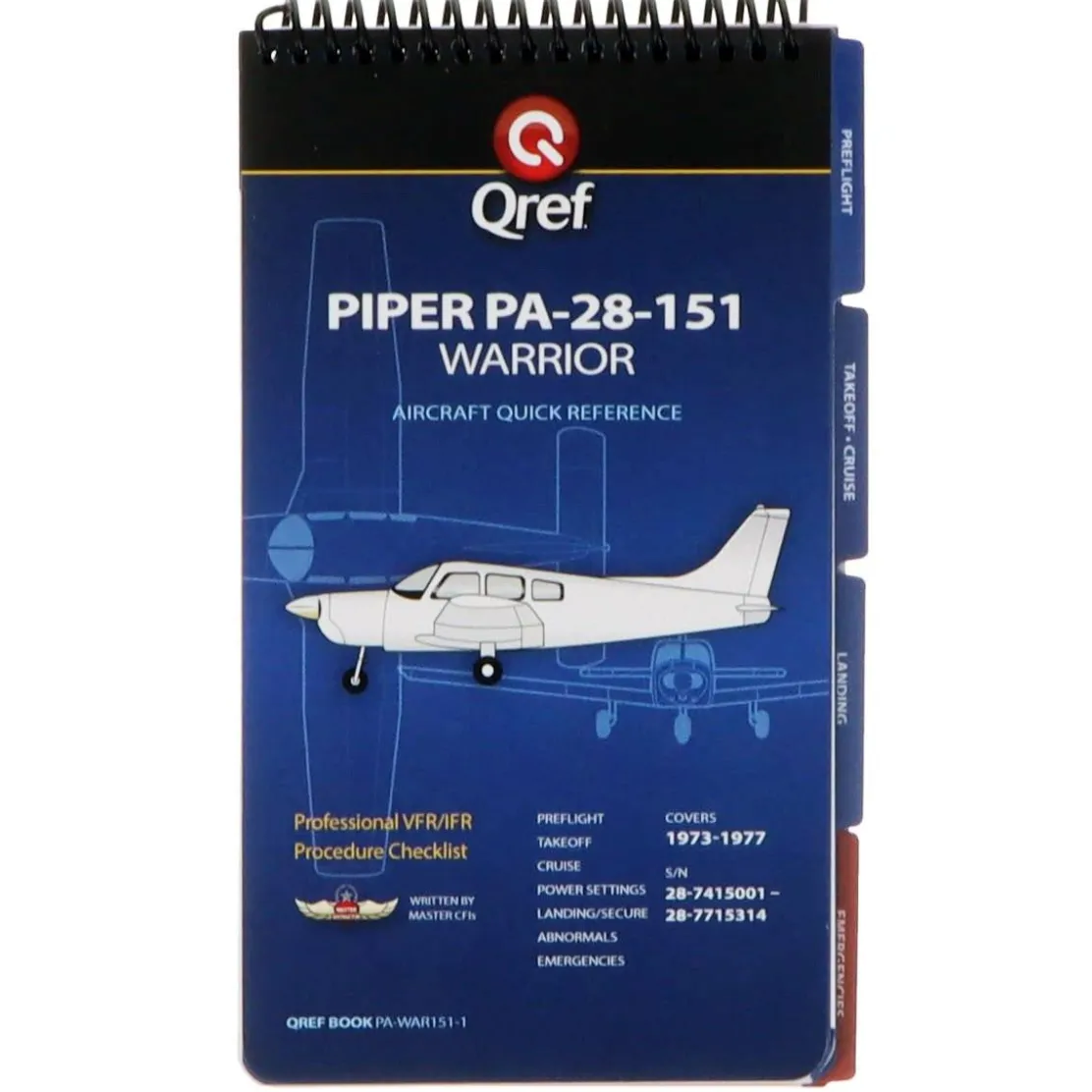 Qref Piper Warrior 151 PA-28-151 (1974-77) Pilot Aircraft Procedures Checklist Flip Book