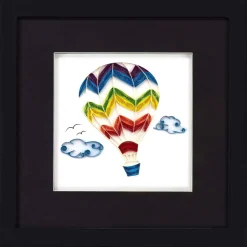 Quilling Card 3D Quilled Hot Air Balloon Art Framed Shadow Box
