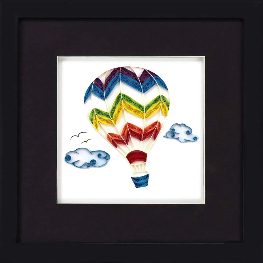 Quilling Card 3D Quilled Hot Air Balloon Art Framed Shadow Box