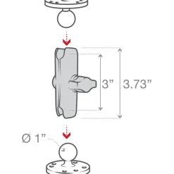 RAM Double Socket Arm - B Size Medium (Overall Length: 3.73