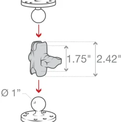 RAM Double Socket Arm - B Size Short RAM-B-201U-A