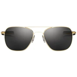 Randolph Aviator 23K Gold E.P. Bayonet Clear Non-Polarized American Gray Glass Military Sunglasses