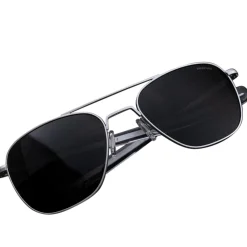 Randolph Aviator Matte Chrome & Non-Polarized American Gray Lens Military Sunglasses