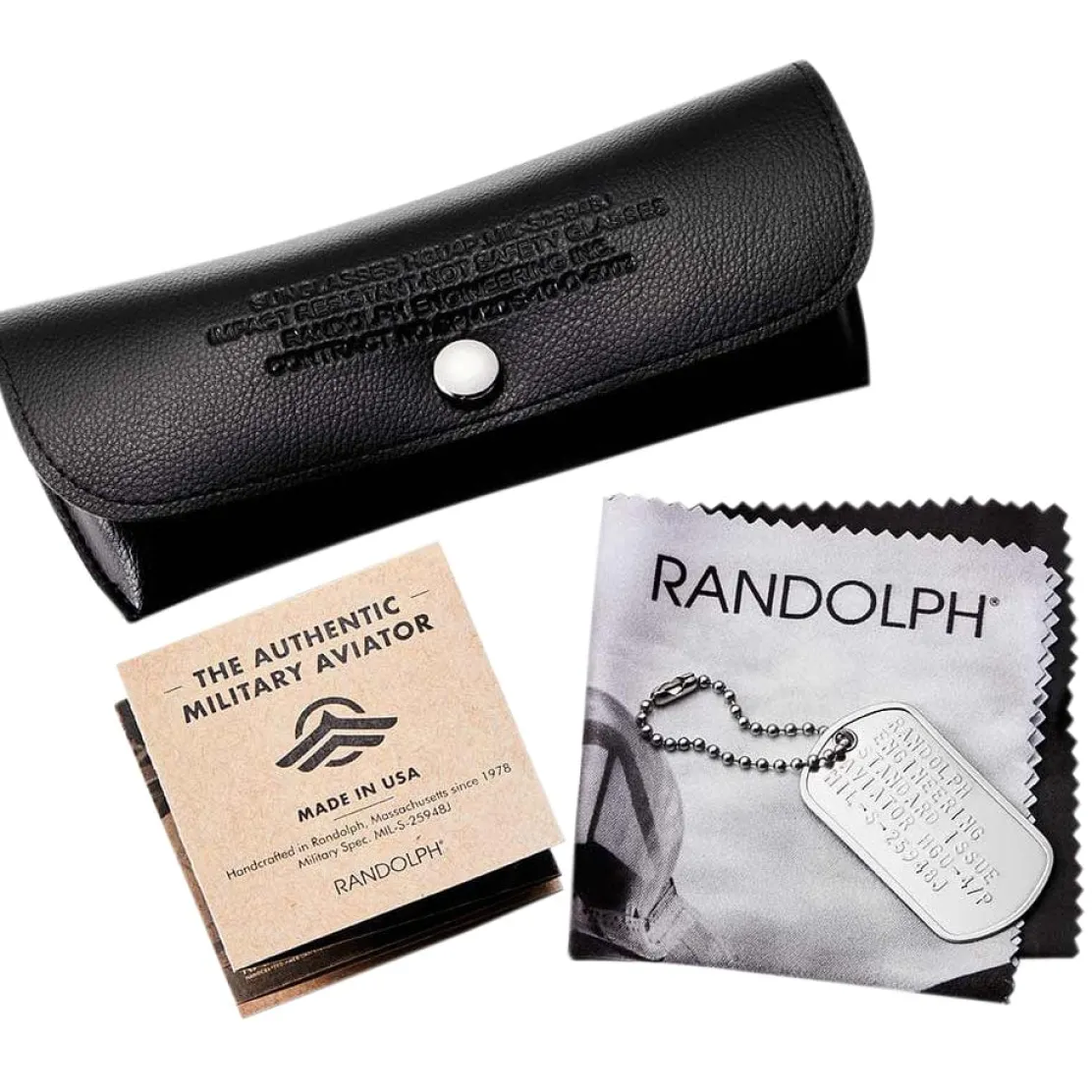 Randolph Aviator Matte Chrome & Non-Polarized American Gray Lens Military Sunglasses