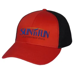 SUN 'n FUN Red/Black Mesh Back Fitted Structured Ball Cap