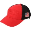 SUN 'n FUN Red/Black Structured Cap OSFM w/American Flag Red Embroidery