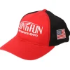 SUN 'n FUN Red/Black Structured Cap OSFM w/American Flag White Embroidery