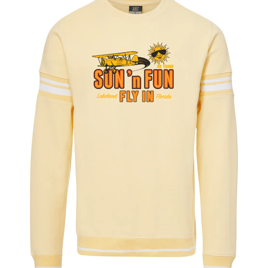 SUN 'n FUN Vintage Vibes 2024 Striped Ribbed Crewneck Sweatshirt