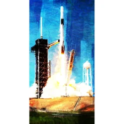 The SpaceX Crew Dragon 2 at liftoff Frank Martin Aviation Art Print