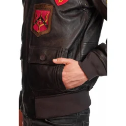 Top Gun Official G-1 Leather Jacket with Patches: Ultimate Comfort with Italian Goat Skin and Shearling Collar
