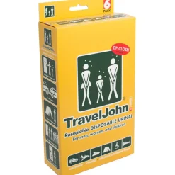 TravelJohn Resealable Disposable Urinal with Liqsorb Gel Technology (TJ1N-C) - 6 Pack