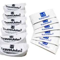 TravelJohn Resealable Disposable Urinal with Liqsorb Gel Technology (TJ1N-C) - 6 Pack