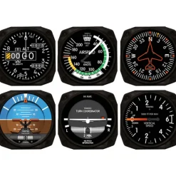 Trintec Modern Aviation Coasters: 6-Piece Non-Slip Instrument Set