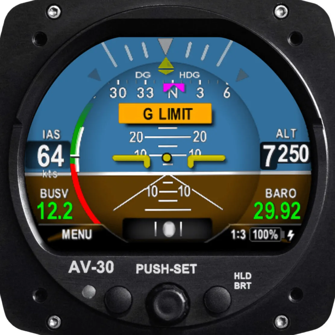 uAvionix AV-30-C Certified 3-Inch Digital Multi-Function Display (MFD)